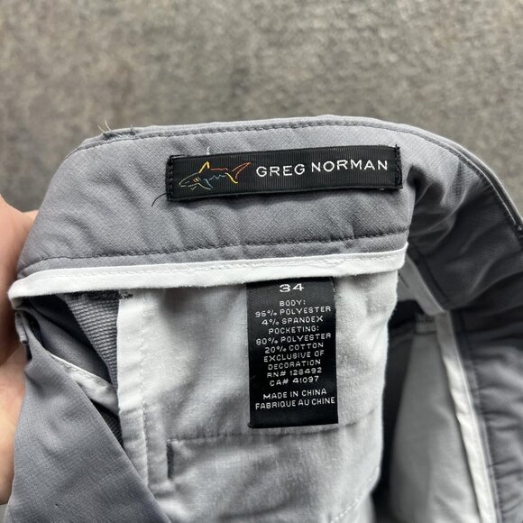 Greg Norman Shorts Mens 34 Gray Golf Chino Stretch Performance Flat Front - Picture 8 of 10